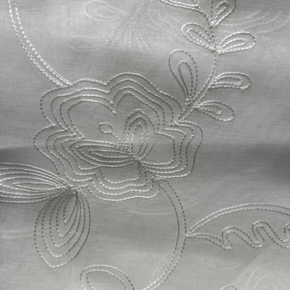 Designer Collection Elite Drapery 2 Window Panels 38 x 84 White Sheer Floral NEW - Picture 7 of 7